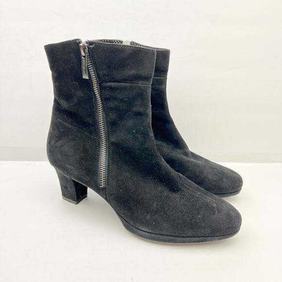 Paul Green Women's Grey Suede Block Heel Booties - Picture 1 of 8